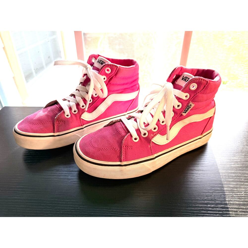 Vans Sk8-Hi Pink High Top Sneakers Womens Size 6.5 Canvas Lace Up Shoe READes